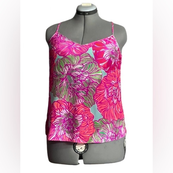 Lilly Pulitzer Dusk racerback tropical floral tank, Sz med - Picture 1 of 3